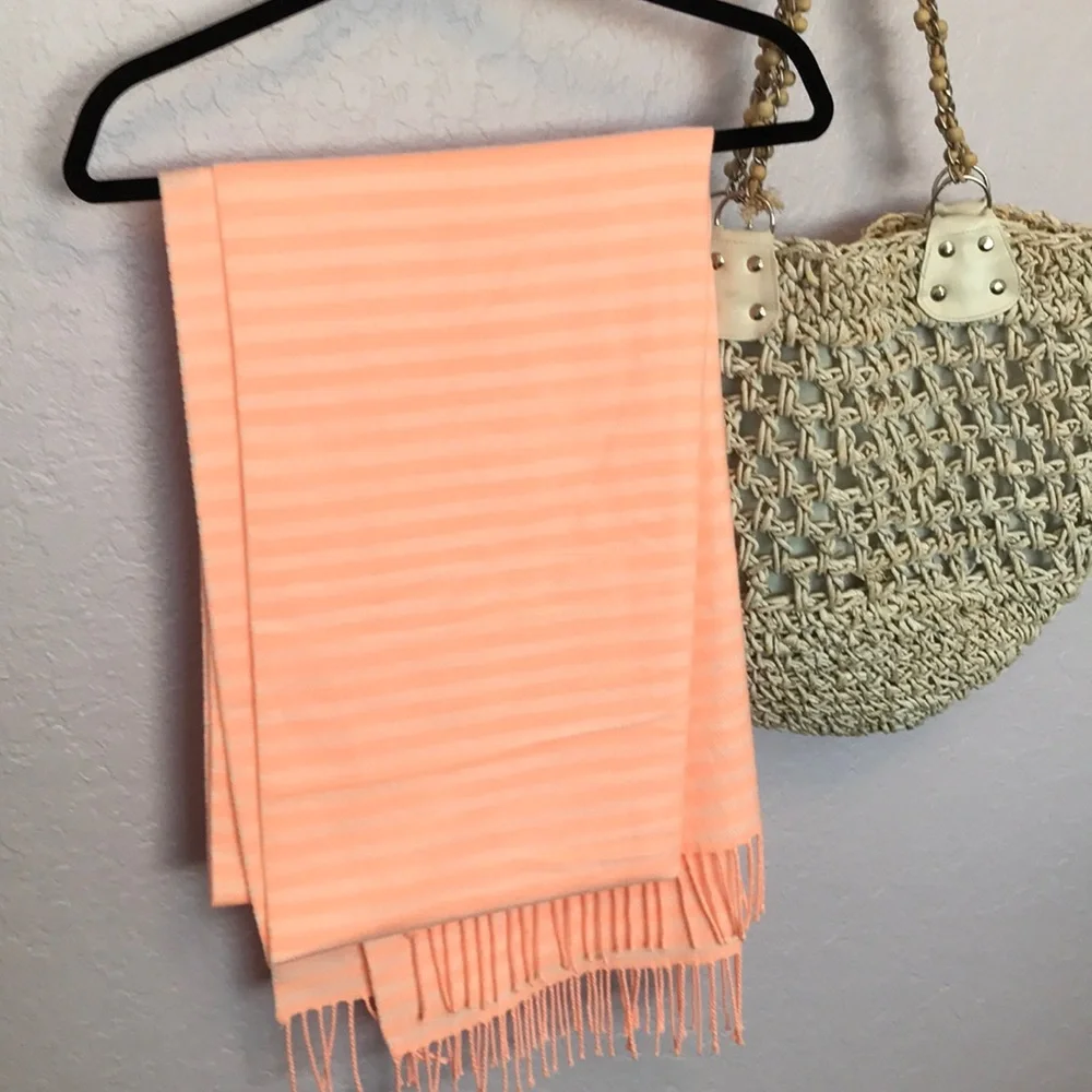 Nordstrom Scarf or Wrap Warm Peach Stripe